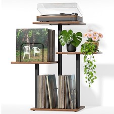 Bikoney Botanical Record Player Stand,Vinyl Record Storage Holder with Plant ...