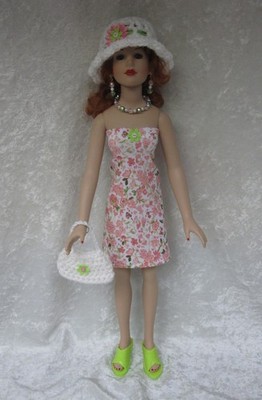 Made to fit KITTY COLLIER #02 Dress, Hat, Purse, Necklace & Earring, Clothes Set