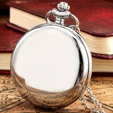 Luxury Smooth Quartz Pocket Watch Pure Color Retro Steampunk Necklace Pendant