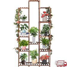 Eucalyptus Plant Stand 13 Pots Multi-Tier Shelf Indoor Outdoor Storage Rack New