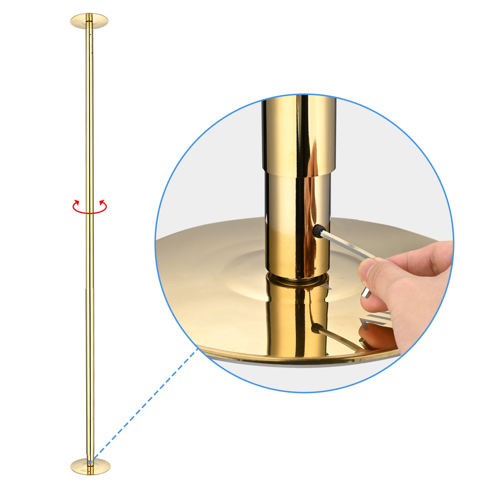 Xcceries 10 FT Spinning Static Dancing Pole Kit w/ Extensions Fitness Dance Gold