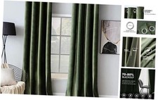 Velvet Curtains Elegant Grommet Curtain 52"W x 84"L Pack of 2 Olive Green