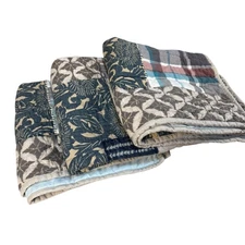 Set of 3 Pottery Barn Malibu Patchwork Euro Shams Pillow 26x26 Blue