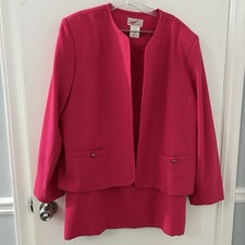 Vintage GW by Graff Women's Collarless Blazer in Hot Pink-made in USA Size 18