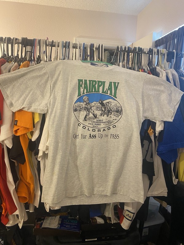 Vtg Wild Burro Races Donkey Champion TShirt SzL Single Stitch Fairplay Southpark