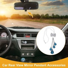 1 Pcs Bowknot Water Drop Car Rear View Mirror Pendant Accessories Lake Blue