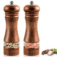Salz PfeffermüHle Set Holz Keramikmahlwerk Manuell GewüRzmüHle Mit Acrylfenster