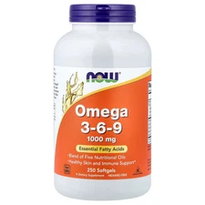 Now Foods Omega 3-6-9 1000 mg 250 Softgels GMP Quality Assured, Hexane-Free,