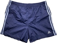 Adidas Men  s Vintage Y2K 2000  s Blue Athletic Nylon Shorts Stripes Size Large