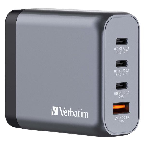 Gan-LadegeräT 140W, 1X USB-A , 3X USB-C (Grau, Pd 3.1, Pd 3.0, Qc 3.0) 32203 (00-image