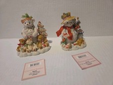Cherished Teddies Bear Figurine Merry 706906  Marla 104068 Snowman Christmas