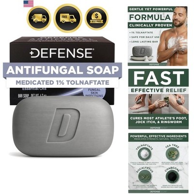 Defense Antifungal Bar Soap | Jock Itch, Ringworm, Athlete's Foot, Skin Fungu...