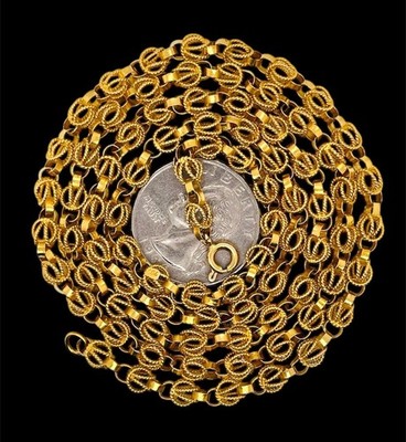 Vintage 18k Yellow Gold Hand-made Link Yazdi Chain Necklace 27 Gr