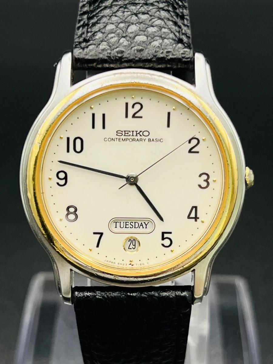 【新品電池】SEIKO 腕時計 コンテンポラリーベーシック 5H23-6B90 SEIKO 5H23-6B90 Vintage Watch Contemporary Basic Quartz Day/Date