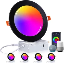 CLOUDY BAY [4 Pack] 6inch Smart WiFi LED Recessed Lights,RGBCW Color Changing