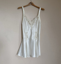 1998 Victoria's Secret Ivory Satin Lace Trim Chemise Bridal Collection