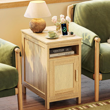 Narrow Night Stand, End Table with Charging Station, USB-C Port