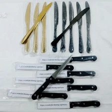 Misc Knife Bundle, Gold and Black, Table and Steak Knives