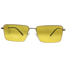 Sunglasses Fashion Slender Rectangle Yellow 90s Retro Stylish Small Metal Trendy