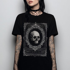 Victorian Skull Gothic Graphic T-Shirt Pastel Goth Witchy Whimsigoth Emo Top