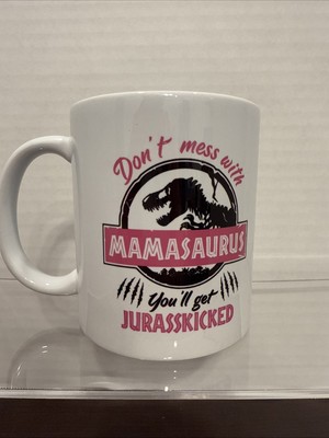 MAMASAURUS COFFEE MUG WHITE CERAMIC CUP FUNNY GIFT