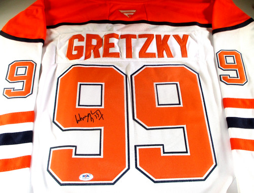 Wayne Gretzky / Autographed Edmonton Oilers White Pro-Style Hockey Jersey / PSA