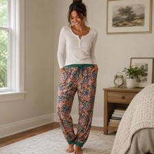 Little Sleepies Women  s wild garden floral bamboo pajama bottoms lounge Large
