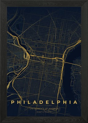 Philadelphia Stadtplan gerahmtes Wandbild Poster Druck Bild