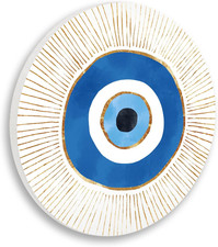 Contemporary Evil Eye Nazar Shape Wood Wall Art, Design by Ziwei Li, 12 X 12, Wa