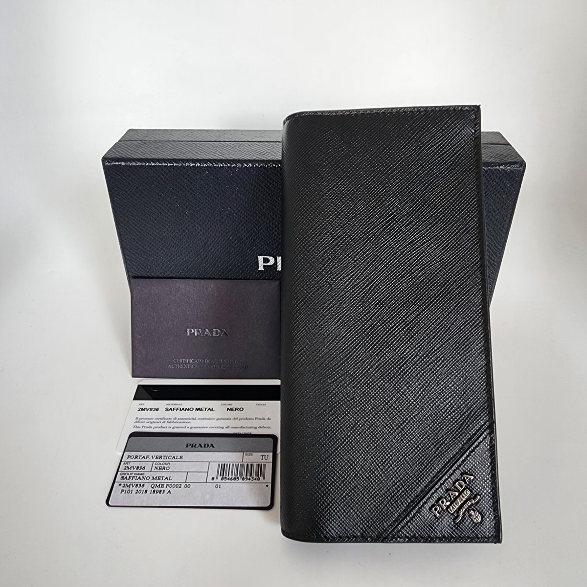 🍀NEW PRADA Saffiano Leather Document Holder Travel Vertical