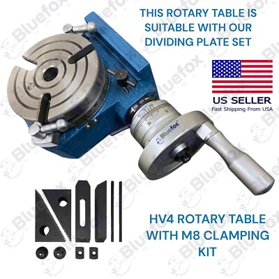 4'' 110mm HV4 Horizontal Vertical Rotary Table with M8 Clamp Kit for Milling