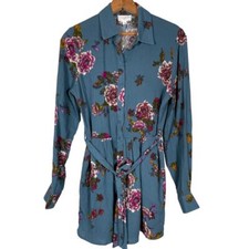 NEW Everly Blue Floral Tie Waist Romper    Size: S