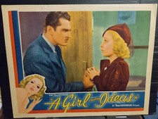 Lobby Card 1937 GIRL WITH IDEAS Wendy Barrie scared Kent Taylor mad newspaper
