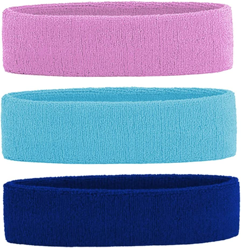3er Pack Herren & Damen Schweißband Stirnband Frottee Feuchtigkeitstransport für Sport Te - Bild 2 von 12