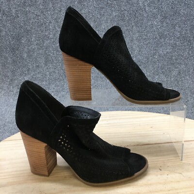 Lucky Brand Boots Womens M Lively Booties Heels Black Suede