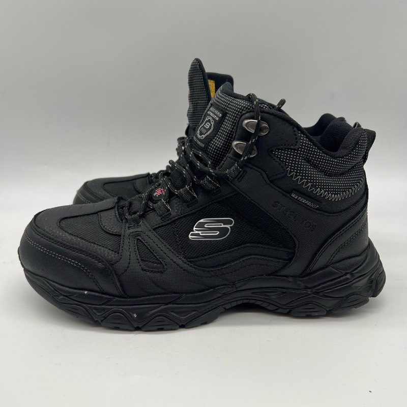 Skechers Ledom Work Safety Boots Men's 10.5 Black Leather Steel Toe