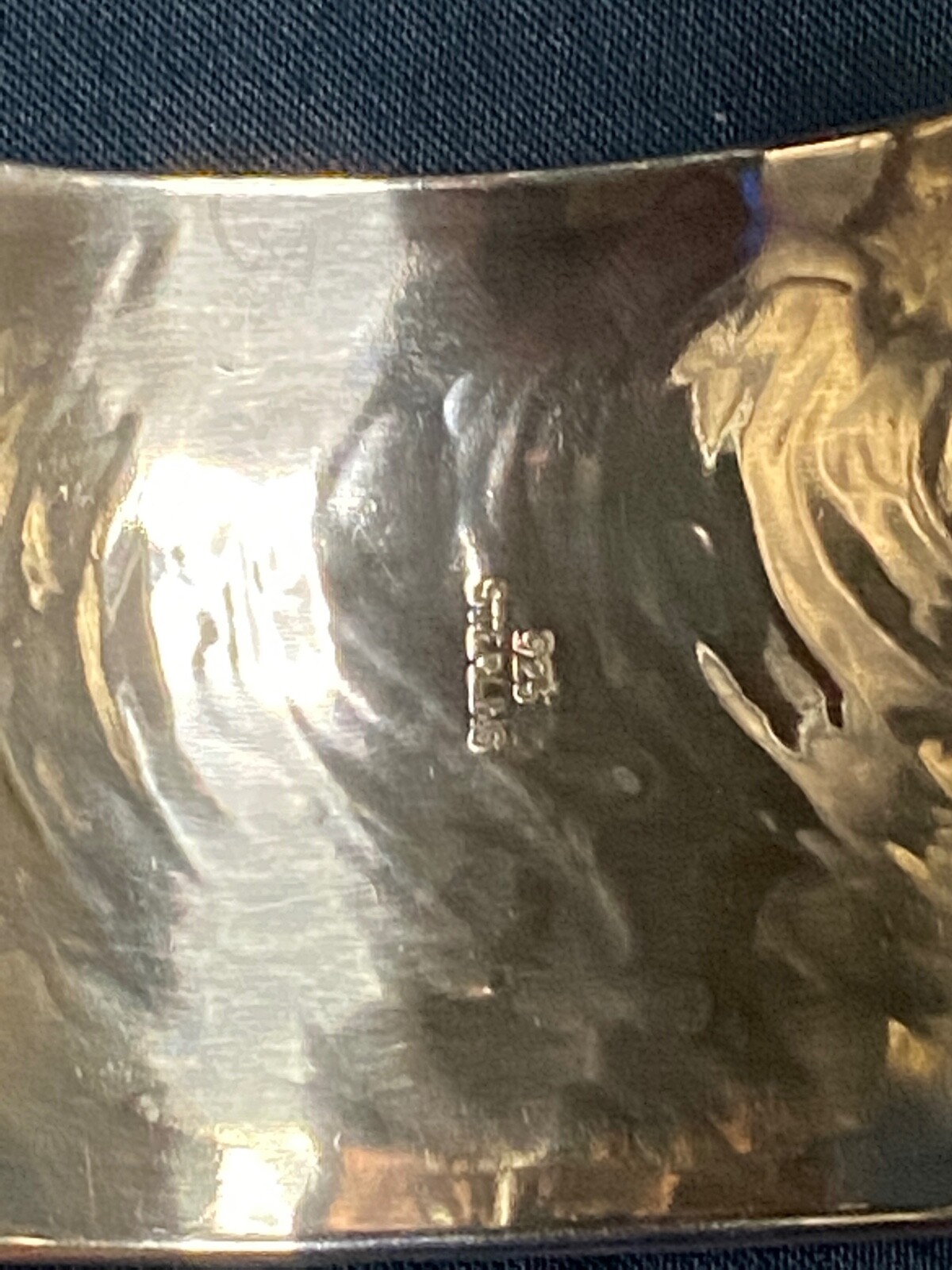 Zebra Pattern .925 Sterling Silver Cuff Bracelet - image 4