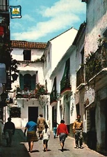 Malaga Calle Typical Street With Flowers Marbella Spain Vintage Postcard