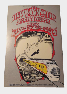 BG 168 Jeff Beck Group Aynsley  Dunbar Fillmore  Handbill 1969 Bill Graham