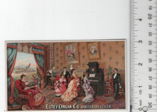 Estey Organ Co. Family Living Room Scene Victorian Trade Card 3"x5" VTC-XE194