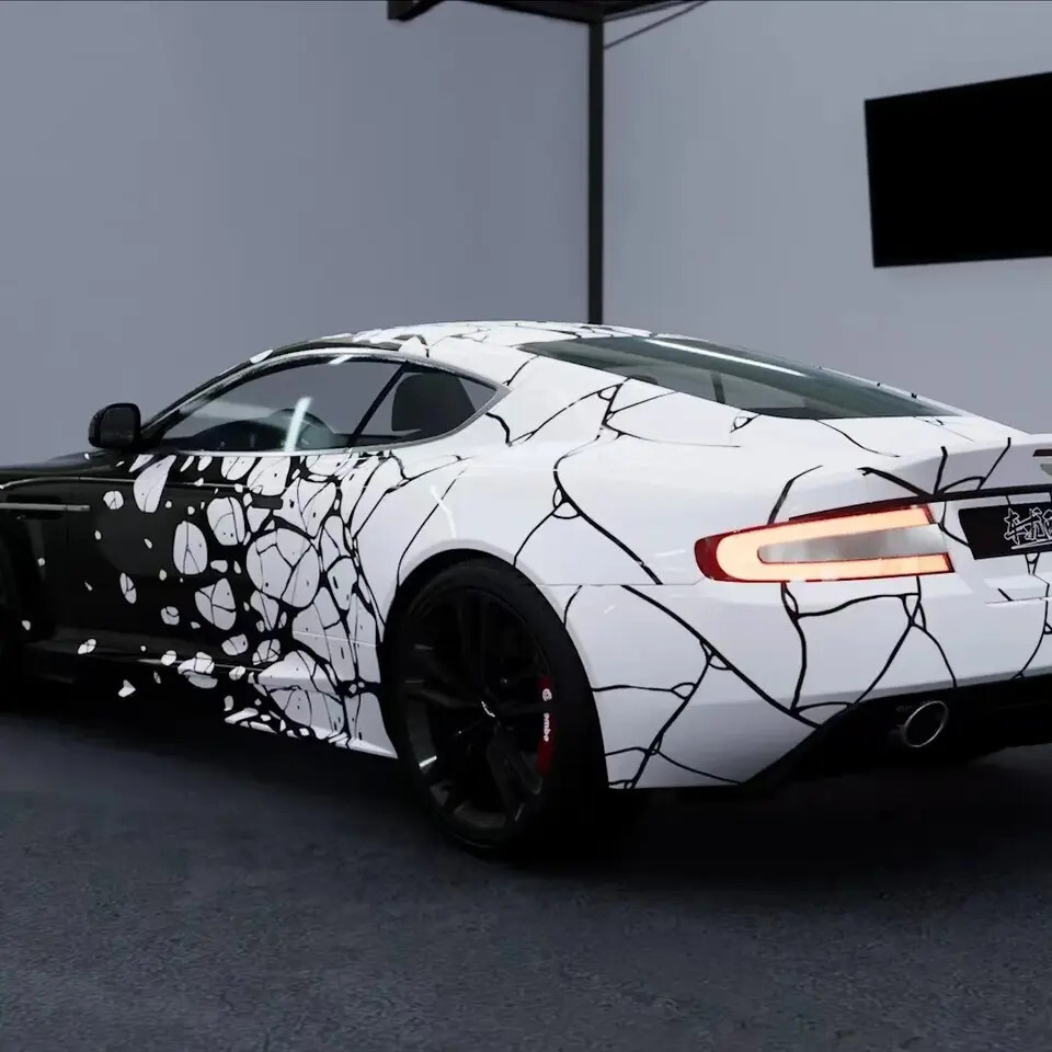 White & Black Custom Waterproof Vinyl Vehicle Graphics printing Car