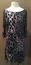 Old Navy M Black & Gray Animal Print Jersey Dress W 3/4 Sleeves￼