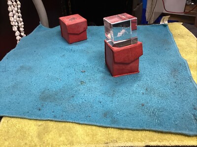 Mini Laser 3D Etched Square Crystal Art Glass Cube, Ant Beveled Corner, 
