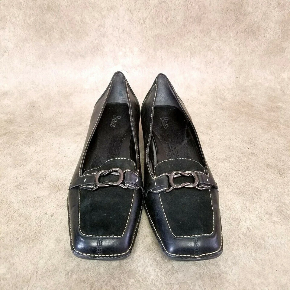 Bajo Mujer Tribeca Talla 7.5 Cuero Negro Sin Cordones 1.5" Tacones Bloque Foto 2 de 4