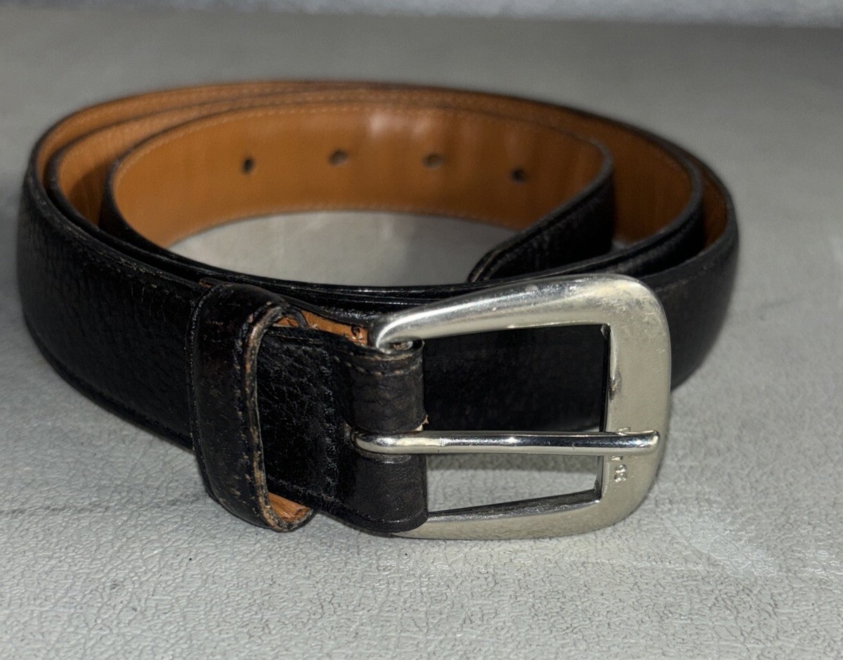【未使用】Ralph Lauren ベルト made in USA VTG Polo Ralph Lauren Pebbled Leather Belt RL 95 Pony Buckle