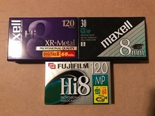 Assorted Set of 3 New Sealed Maxell / Fuji 8mm 120 Video Tapes