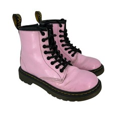 Dr. Martens Boots Youth Girls Size 13 1460 J Pink Leather Lace Up Zipper Combat