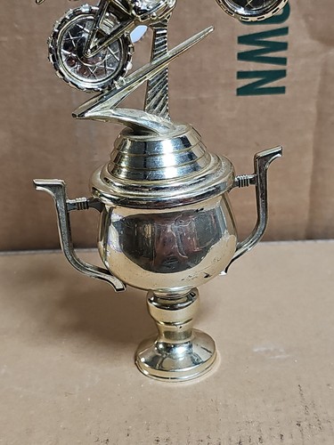 Vintage Motorcycle Trophy Topper Gold Tone Plastic 7.5" - Picture 5 of 6