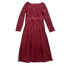 Quarter Sleeve Midi A-Line Dress in Red, Size M