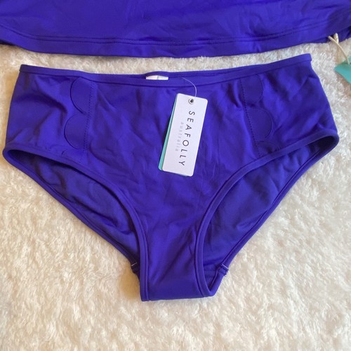 Seafolly Bathing Suit Women's Size 6 Blue Trapeze Bandeau Tankini Top Swimsuit - Picture 2 of 19